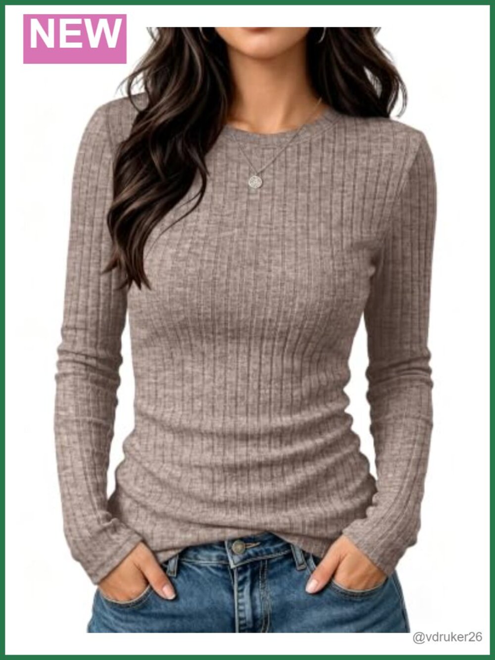 Women's Crewneck Sweater Long Sleeve Slim Fit Pullover Top